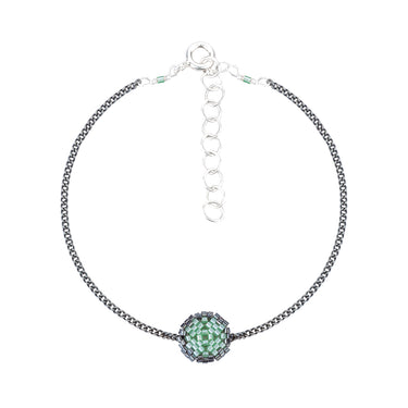Pulsera Diamantes 1 Redondo Negro Ajustable Aqua